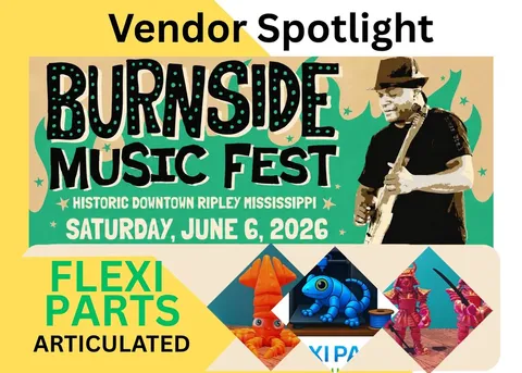 Flexi Parts Articulated Brings Colorful 3D-Printed Creations to Burnside Music Fest 2026